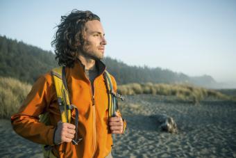 Man hiking near the ocean