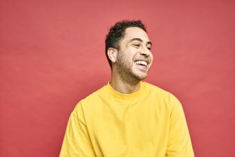 Colourful studio portrait of a young man