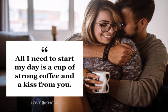 Couple Enjoying Early Coffee Sitting In Love In Warm Embrace