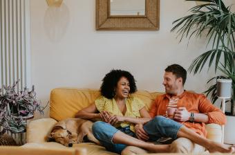 couple laughing together