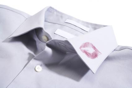 Shirt with lipstick on collar