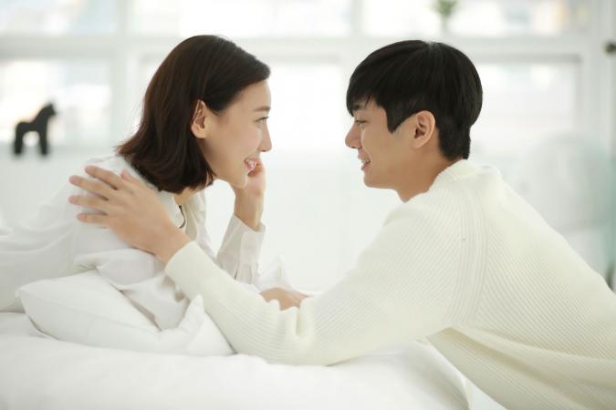 Couple gazing into each others eyes
