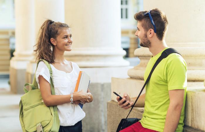 Teens flirting at school