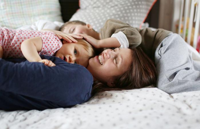 mom playing with her children