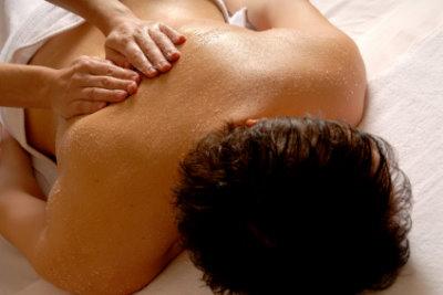 Man receiving back massage