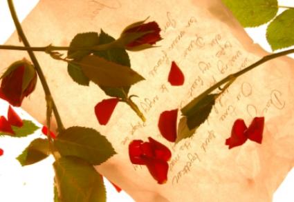 Rose petals and poem