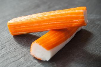 surimi on chalkboard background