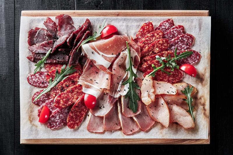 Cold cuts with prosciutto, chicken, pork, beef, sausages