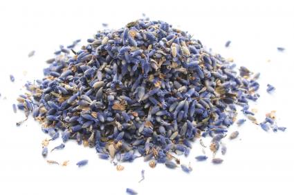 Lavender flower buds in a pile