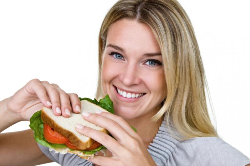 woman with sandwich