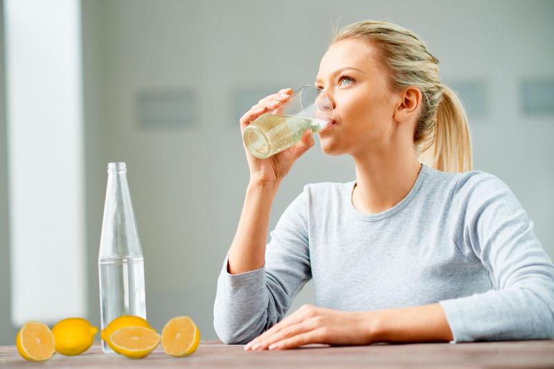 Drinking lemon water