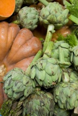 Asparagus, artichokes, pumpkins