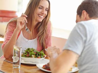 Woman eating a salad