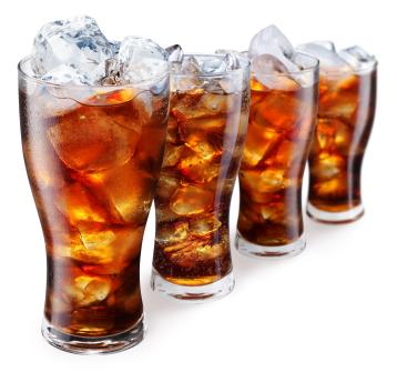 Glasses of soda with ice.