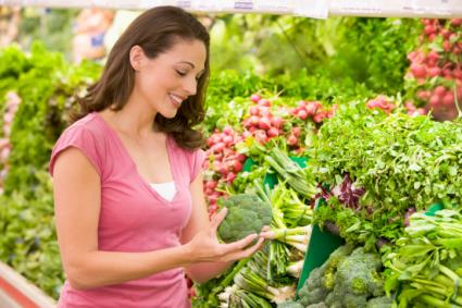 Woman shopping for vegetables
