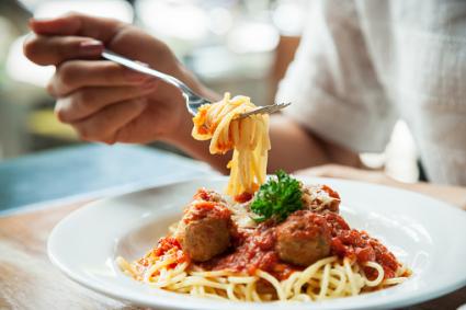 Eating spaghetti