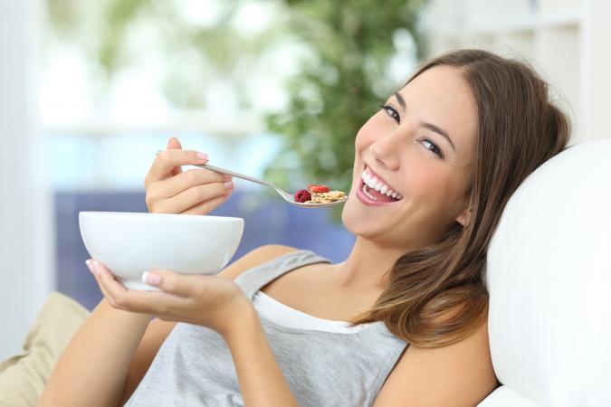 Girl eating cereal