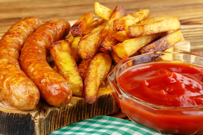 sausage and chips