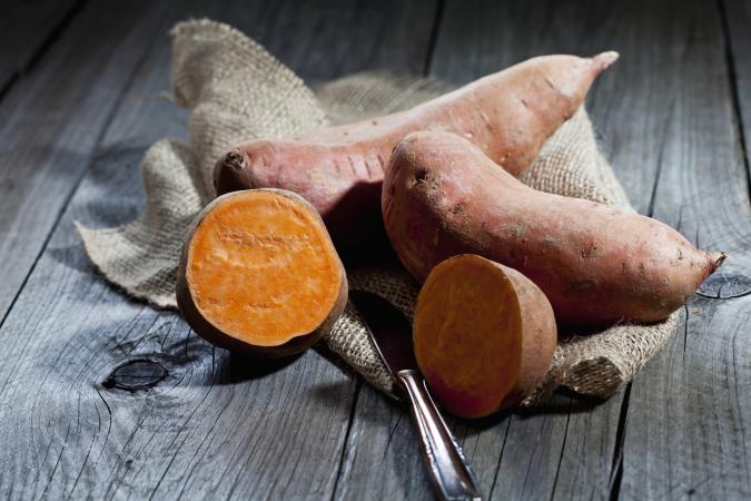 sweet potato and knife