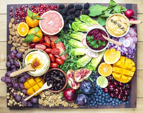 Colorful selection of healthy foods