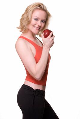 Woman eating apple