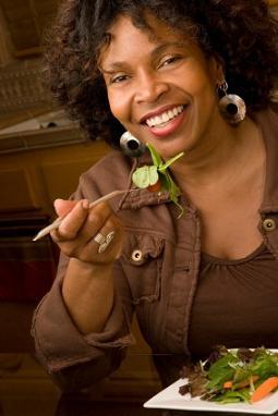 Woman Eating Salad