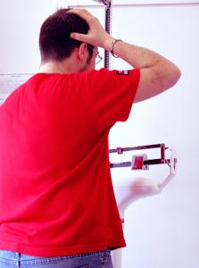 Man checks weight