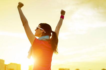 Woman celebraing success