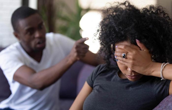 Tired wife ignoring angry husband