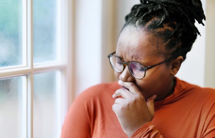 woman crying at home