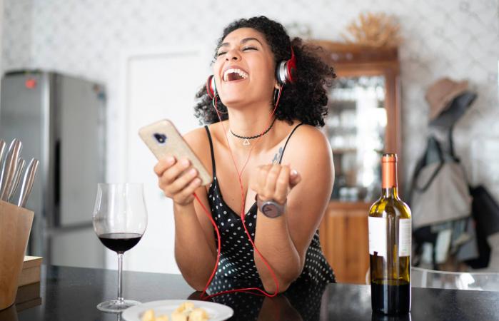 woman listening to music