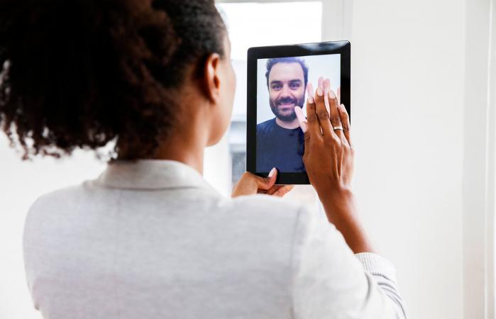 Couple doing video chat