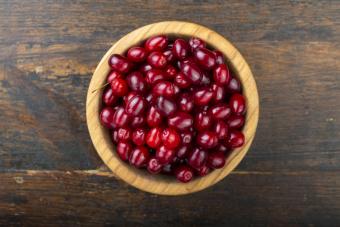 Cherries in a wooden plate