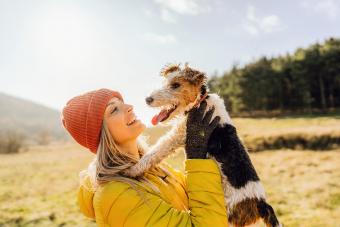 woman outdoor with her dog