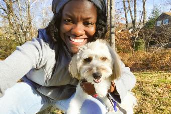 Woman Takes Selfie With Her Coton de Tulear