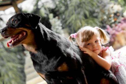 Child with dog