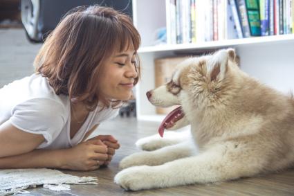 girl and her dog