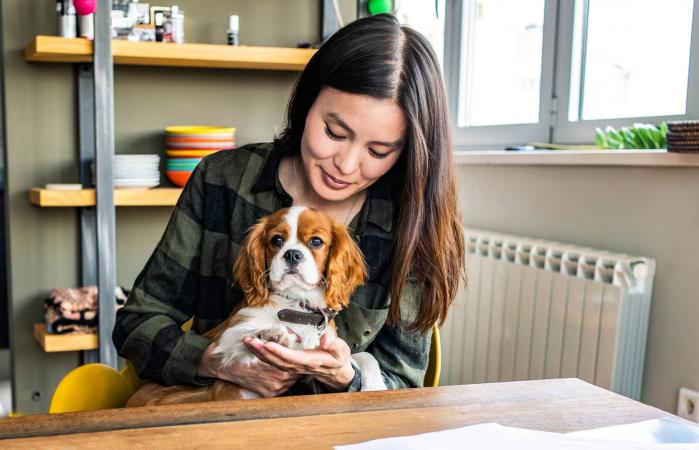 woman with her dog