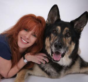 Author Nicole Wilde and her dog Mojo