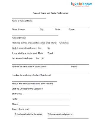 How to Plan a Funeral in 5 Steps (Printable Worksheets) | LoveToKnow