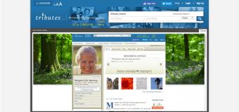 Screenshot of Tributes website