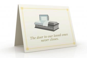 Card with casket art and message