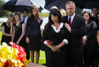 family at a funeral