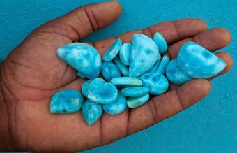 polished Larimar gemstones