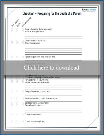 Checklist- Preparing for the Death of a Parent