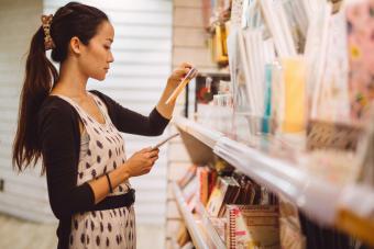 Woman selecting greeting cards