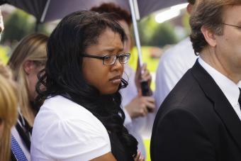 woman at funeral in mourning