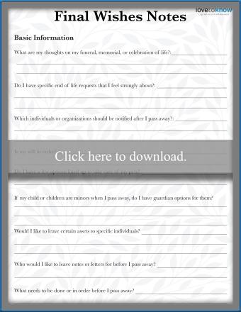 Personalized Final Wishes Organizer (Free) | LoveToKnow
