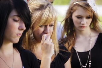 Mourners at funeral