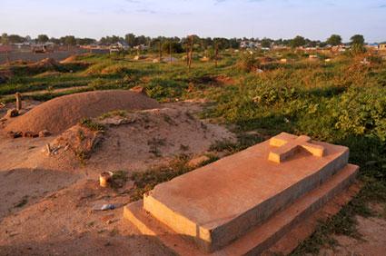 Gravestone at sunset in Africa